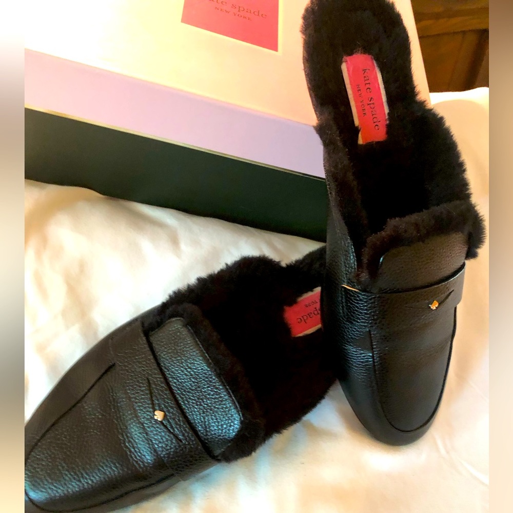 Kate Spade "Caelyn" faux fur lined mules